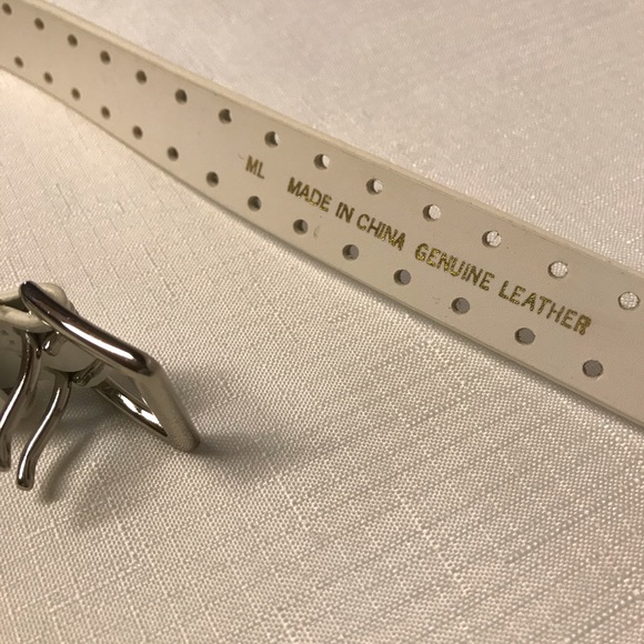 White Leather Belt woman’s belt white & silver - Picture 3 of 6